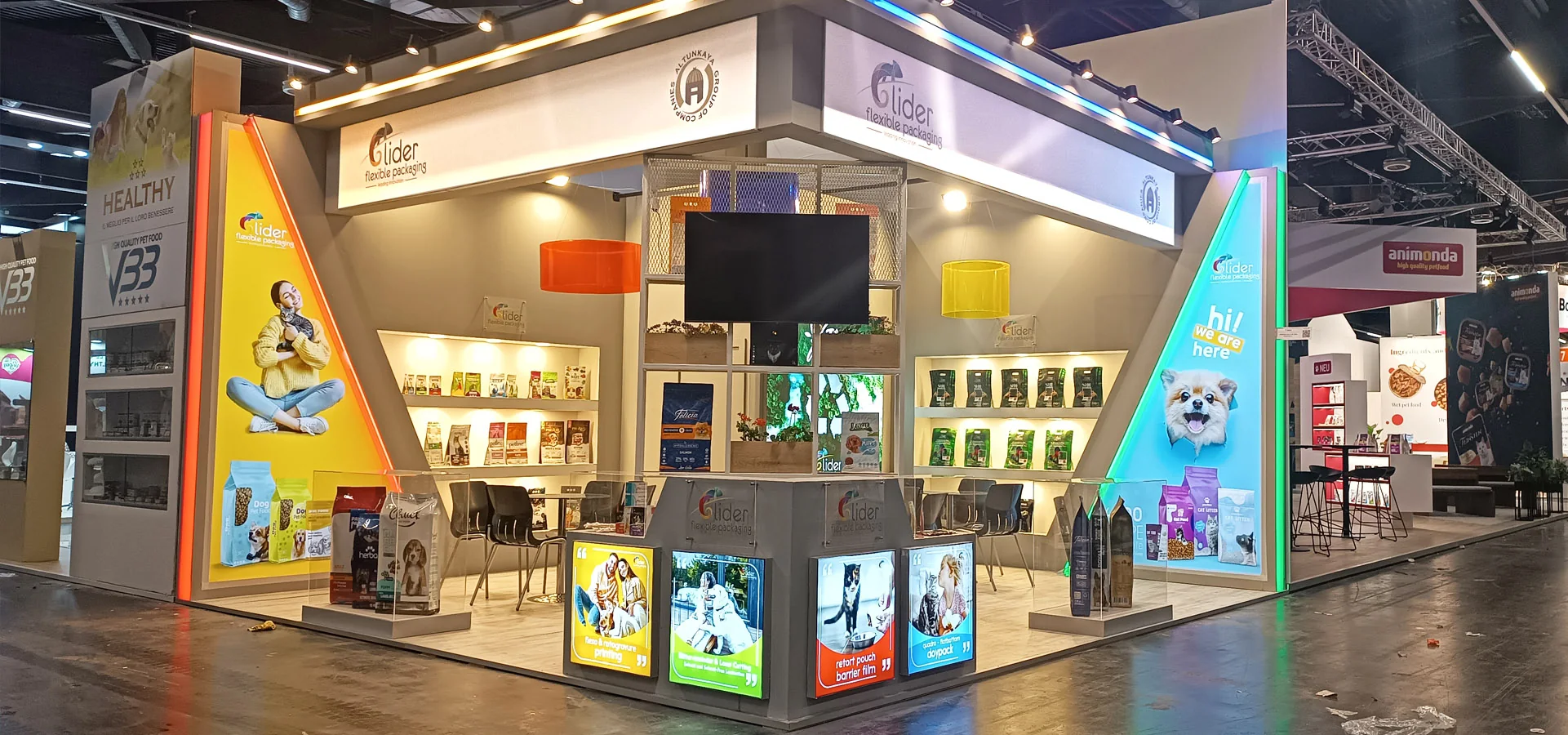 Lidersan Packaging exhibition stand designed and built by Helis Messe Stand